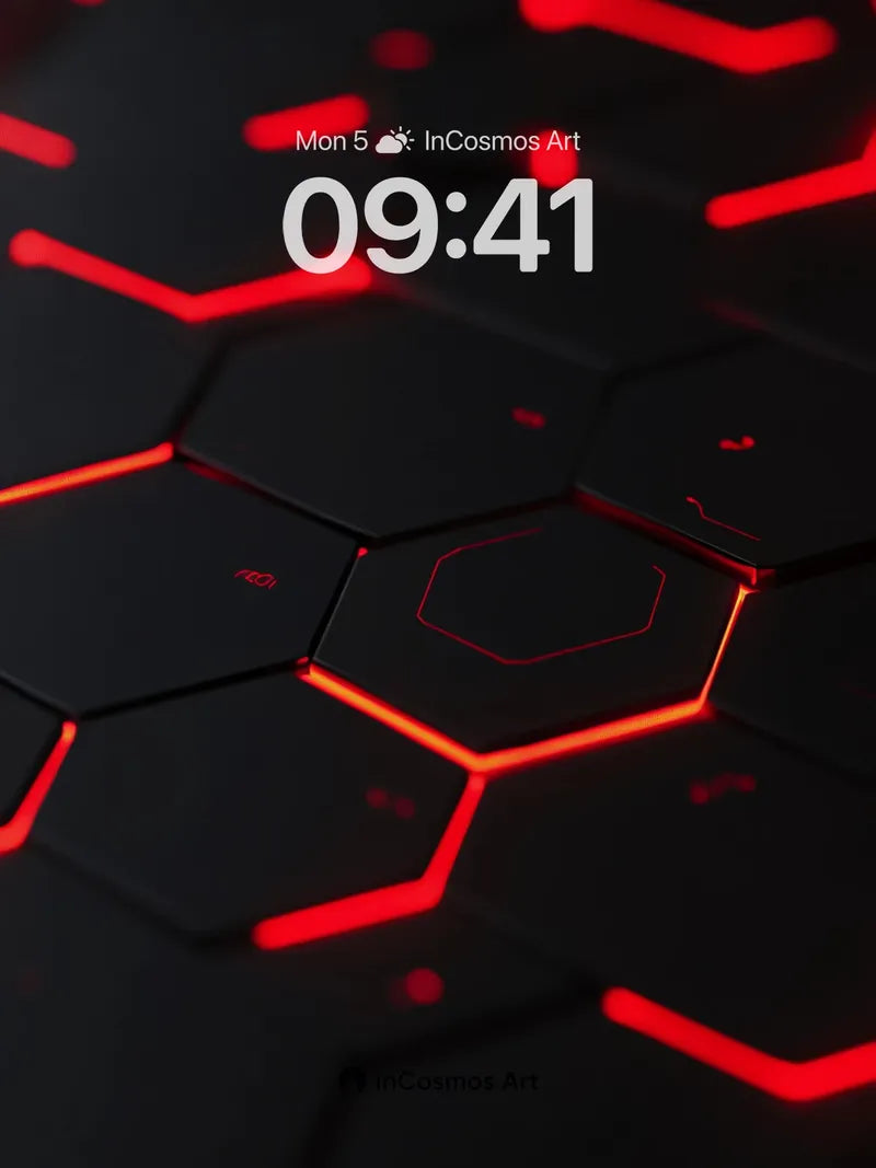 Neon Hex Grid Wallpaper with Pulse Lines