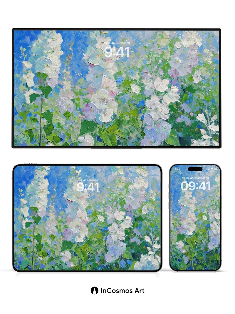 Whispering Petals Wallpaper with Impressionist Light