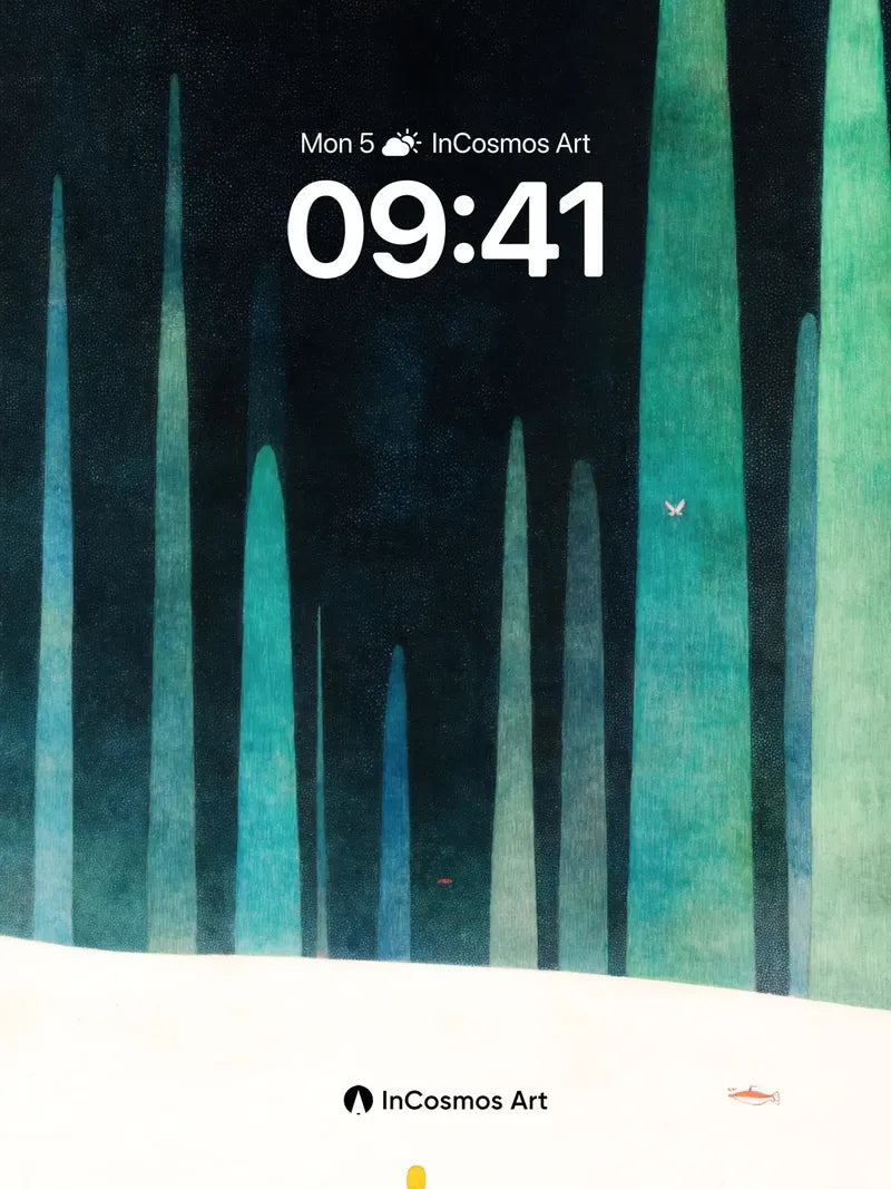 Silent Forest Wallpaper with Floating Light