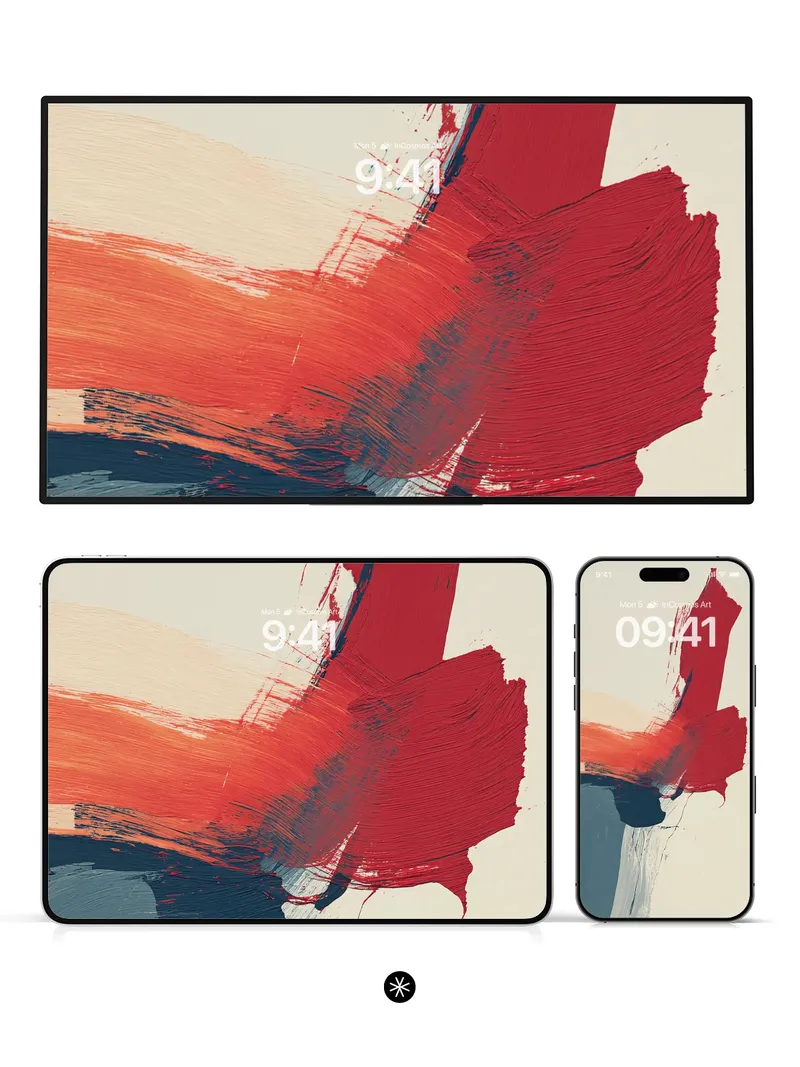Dynamic Brushstroke Red and Blue Abstract Wallpaper