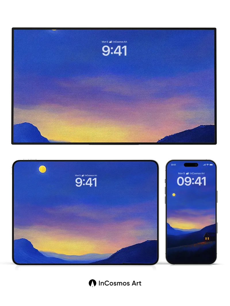 Moonlit Solitude Wallpaper with Warm Light