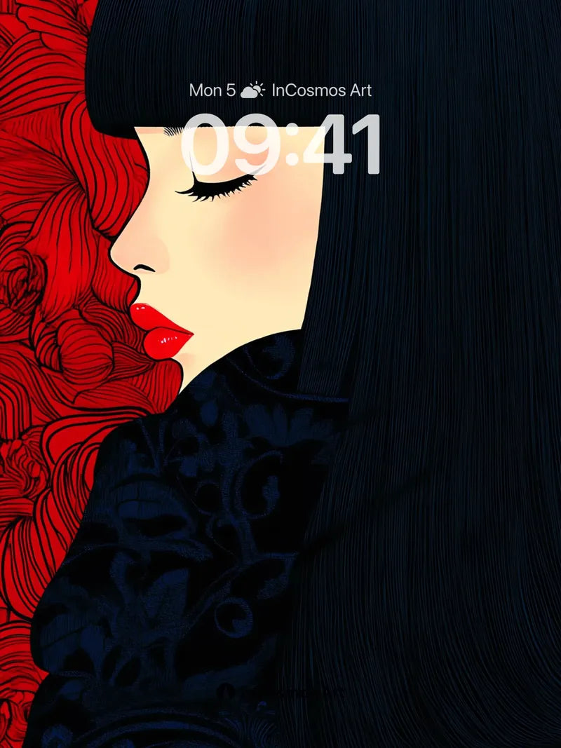 Silken Shadow Wallpaper with Crimson Bloom