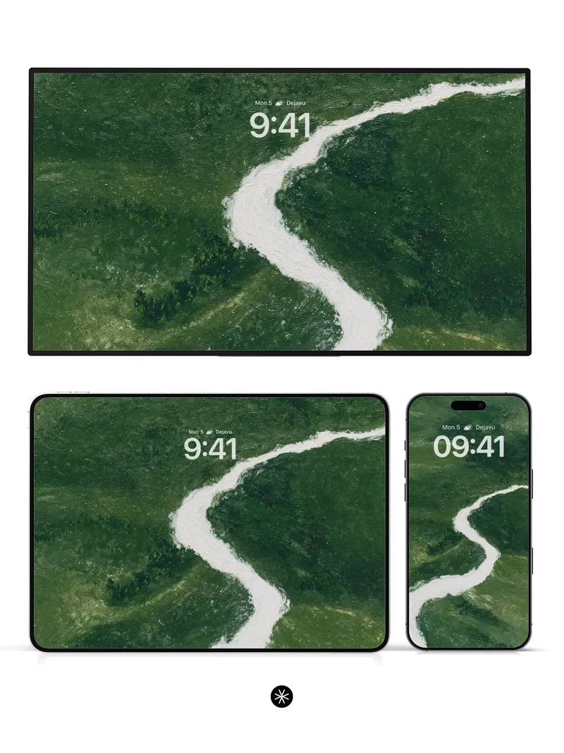 Aerial River Bend Green Forest Wallpaper