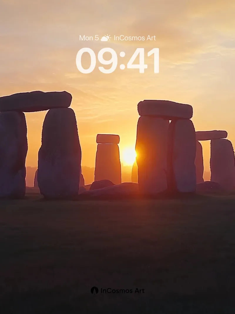 Golden Hush Stonehenge Wallpaper with Sunlit Silence