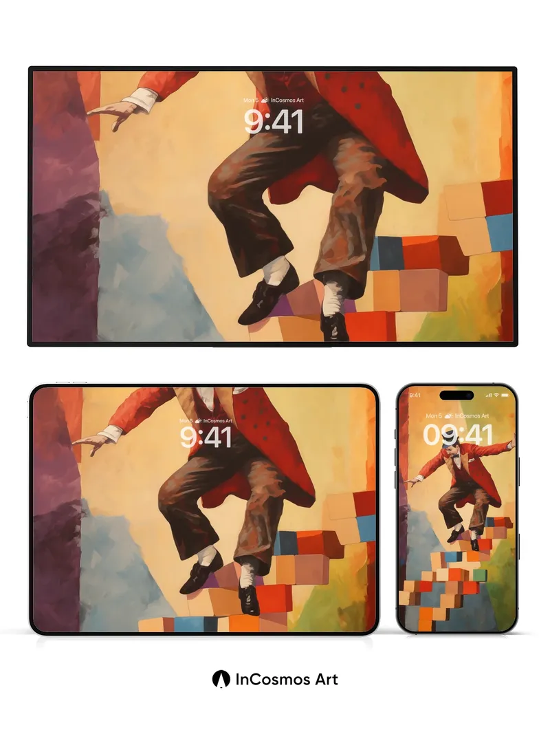 Carnival Leap Wallpaper with Pixel Stairway