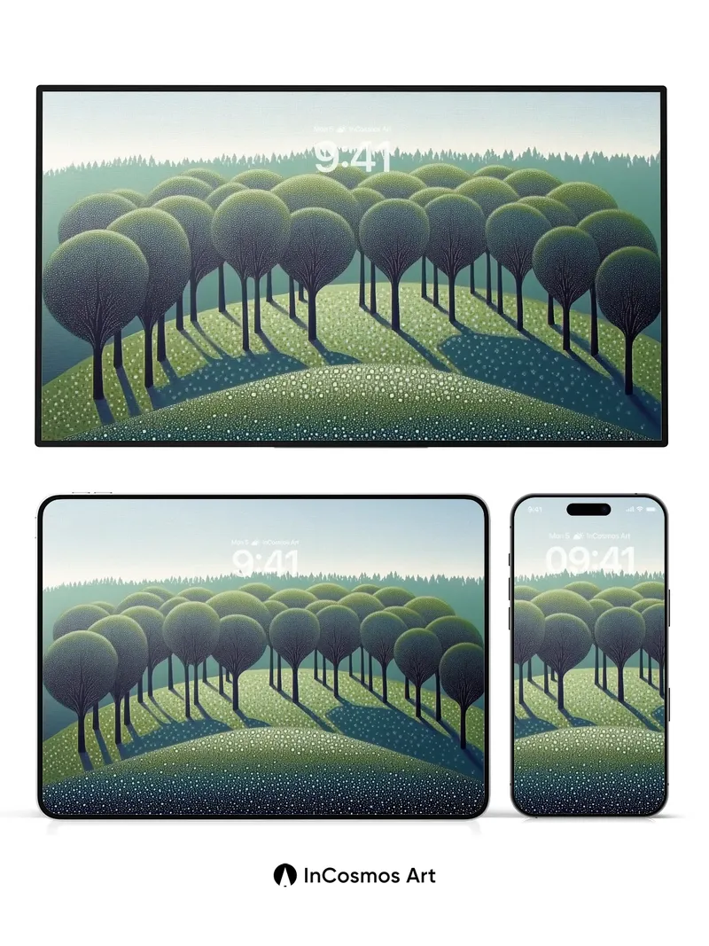 Serenity Grove Wallpaper with Shadowed Canopy