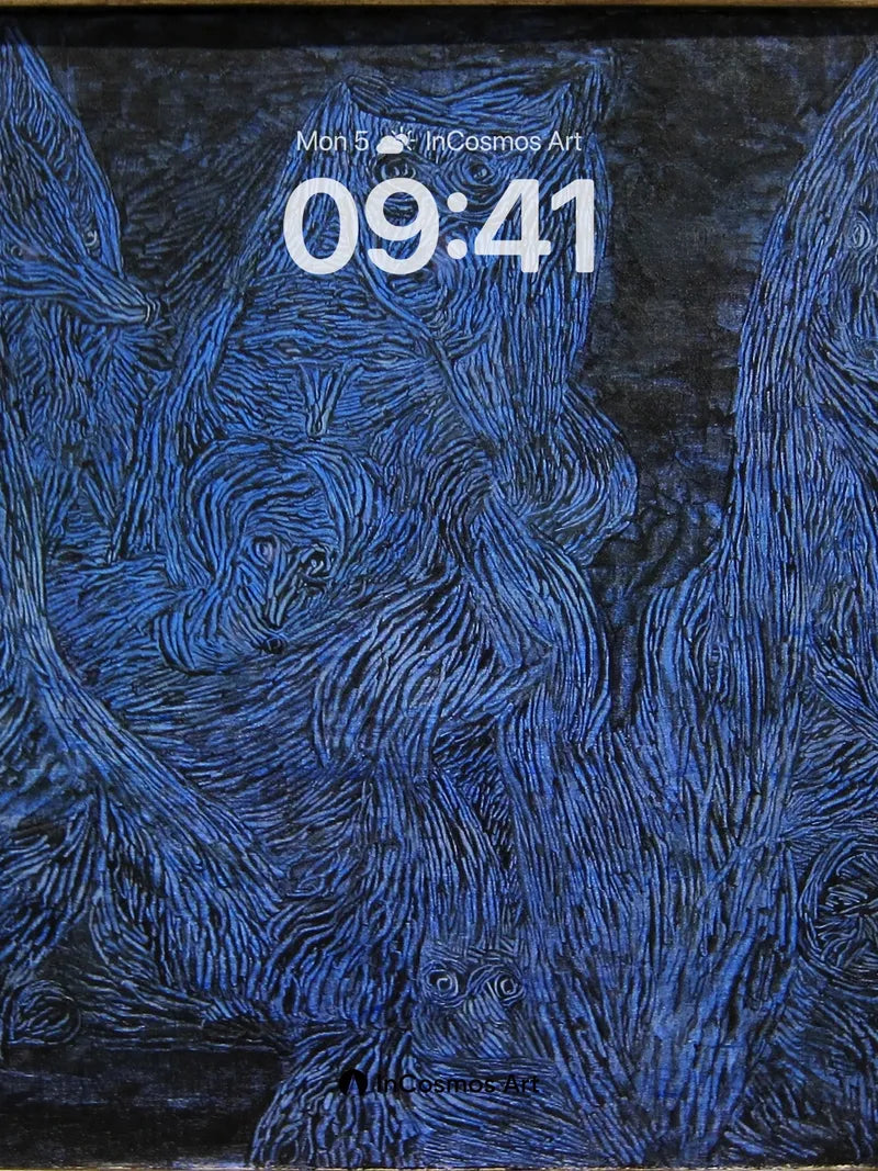 Whispering Blue Forest Wallpaper with Hidden Faces