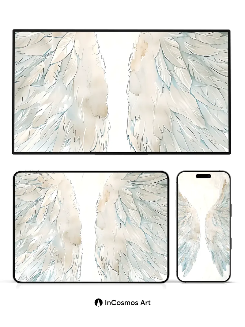 Serene Feather Wings Wallpaper with Ethereal Light