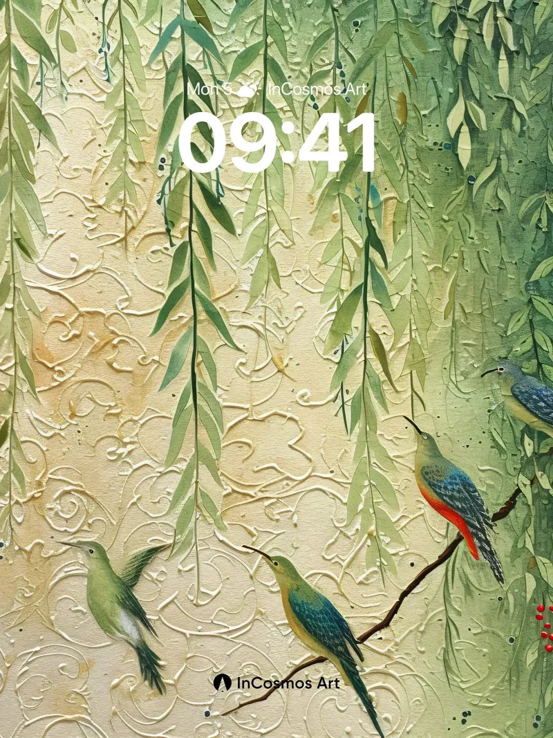 Whispering Willow Wallpaper with Feathered Echoes