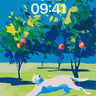Dynamic White Cat Chase in Orchard Wallpaper wallpaper for iPhone, iPad & Mac