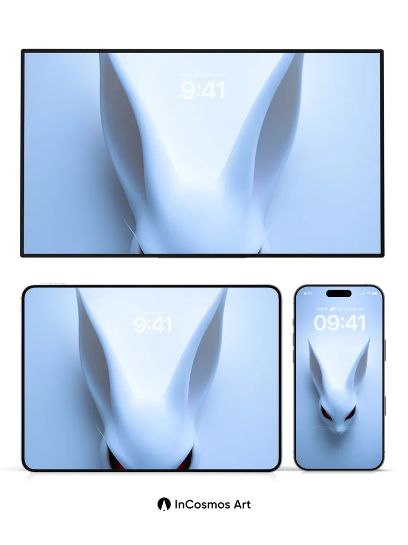 Frostbite Bunny Wallpaper with Crimson Gaze