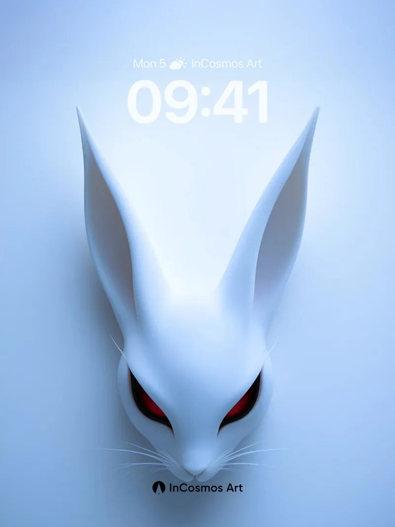 Frostbite Bunny Wallpaper with Crimson Gaze