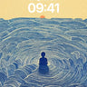 Serenity Wave Wallpaper with Solitary Figure wallpaper for iPhone, iPad & Mac