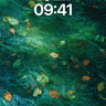 Emerald Drift Wallpaper with Floating Leaves wallpaper for iPhone, iPad & Mac