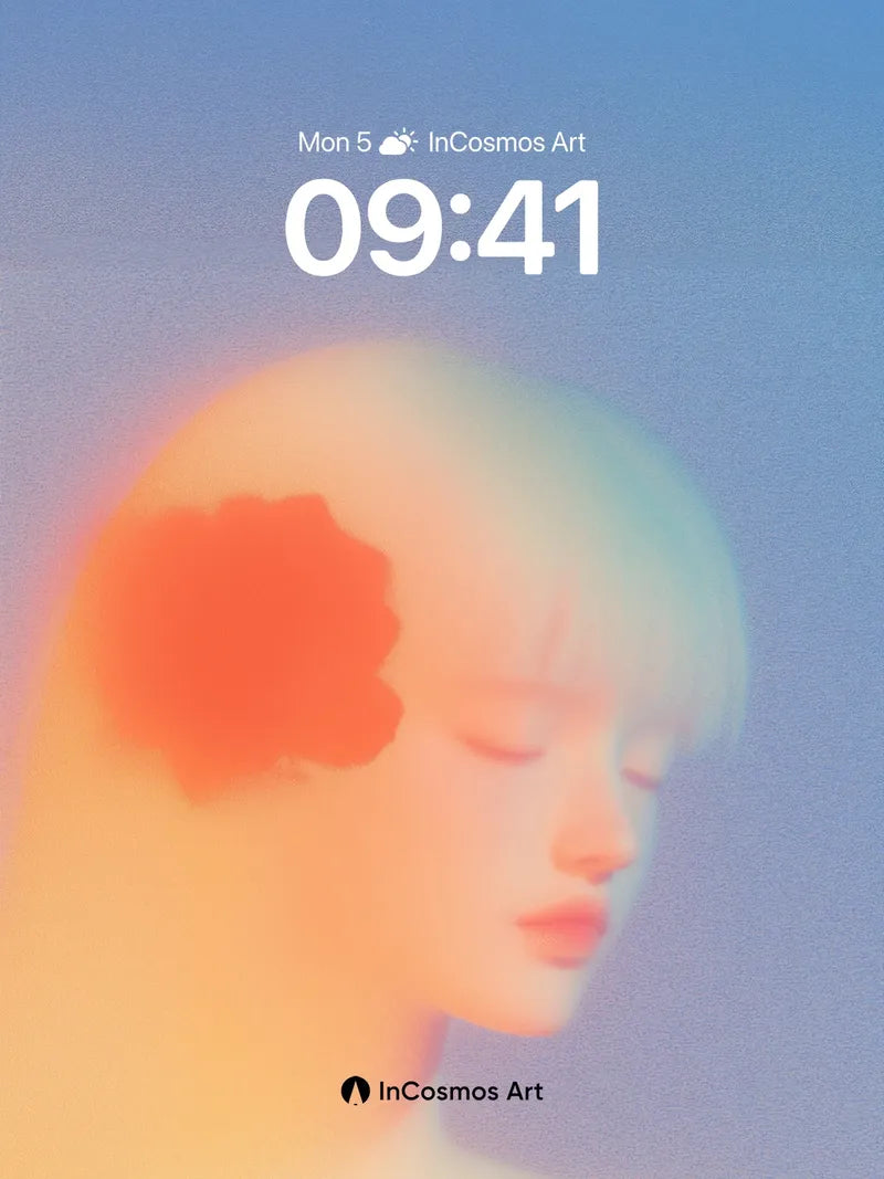 Soft Haze Portrait Wallpaper with Crimson Bloom