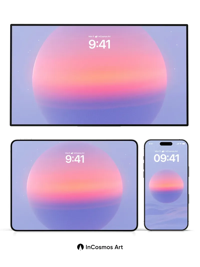 Serene Horizon Wallpaper with Floating Sphere