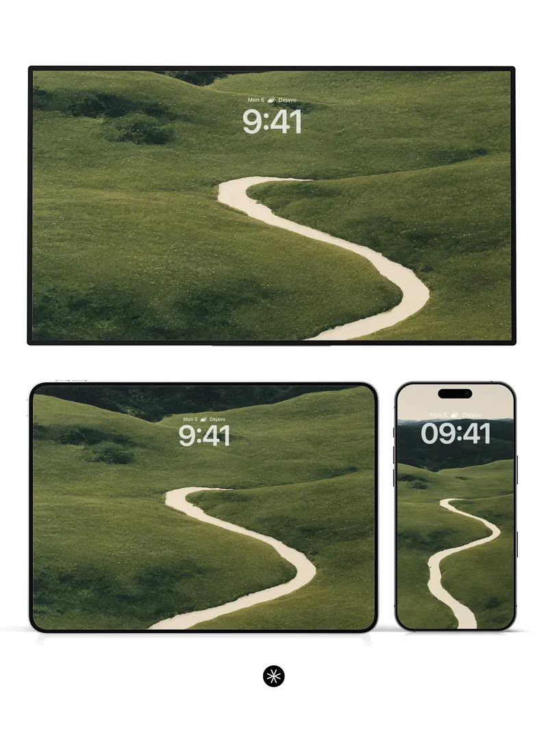 Winding River Green Hills Wallpaper