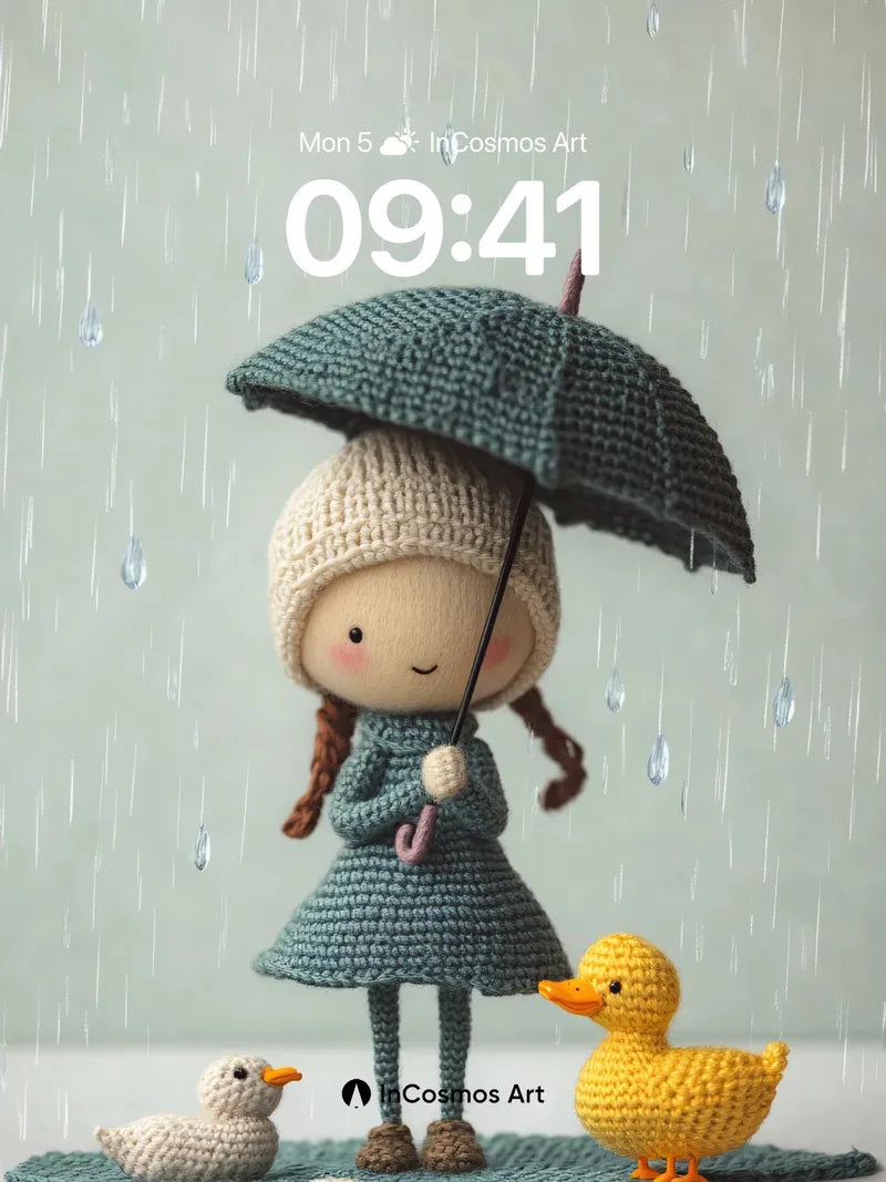 Knitted Rainfall Wallpaper with Duck Companions wallpaper for iPhone, iPad & Mac