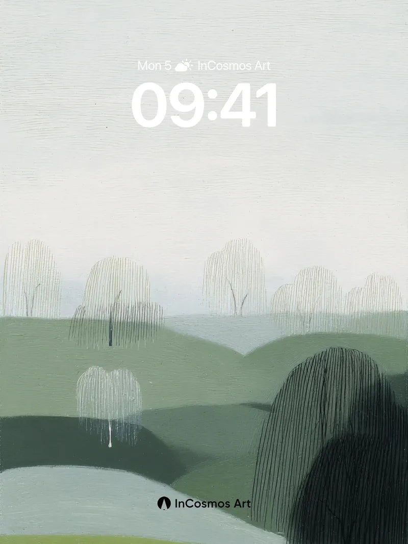 Whispering Willows Wallpaper with Misty Hues