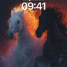 Ember Mirage Wallpaper with Dual Horses wallpaper for iPhone, iPad & Mac