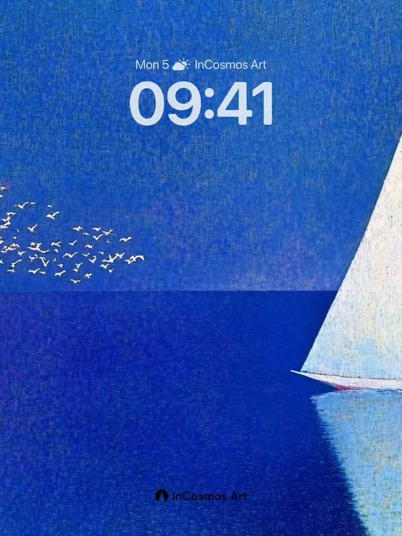 Moonlit Sail Wallpaper with Flock of Flight