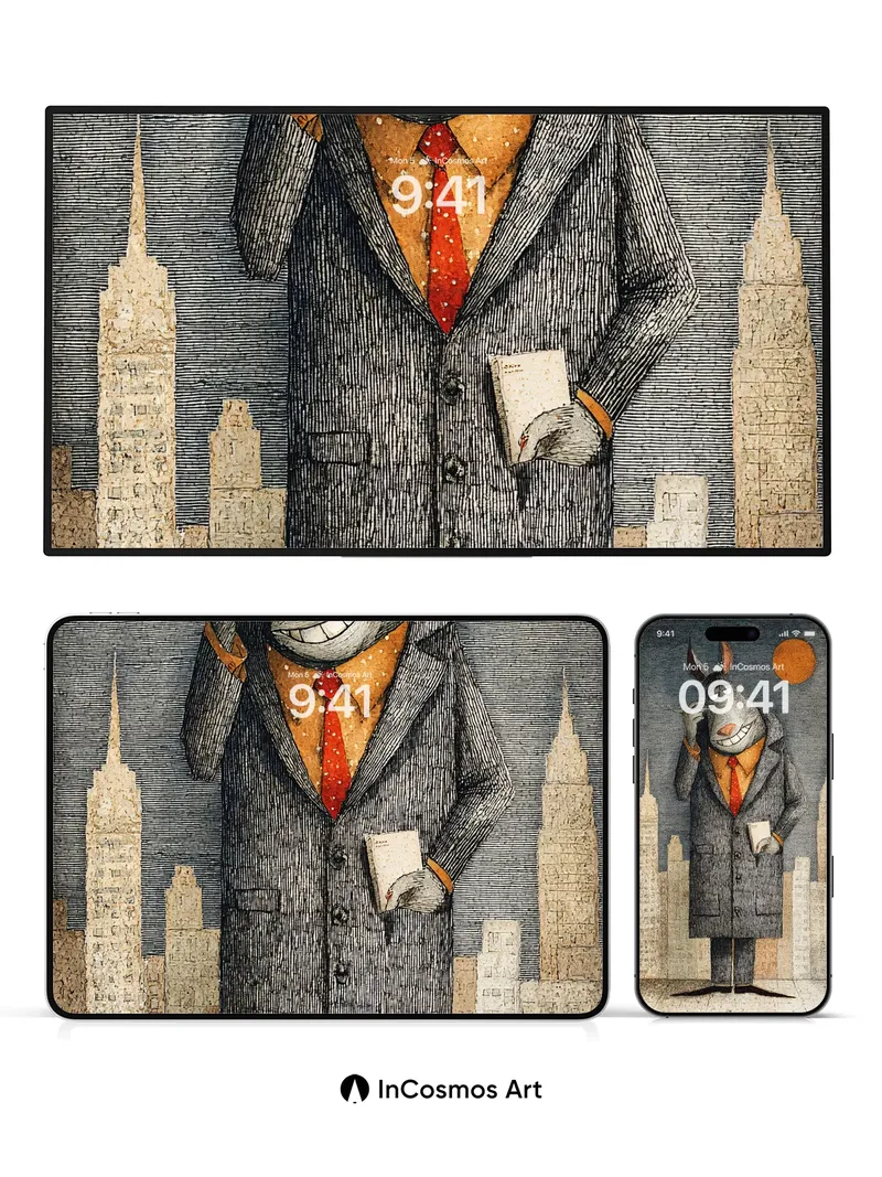 Urban Whimsy Wallpaper with Donkey Suit