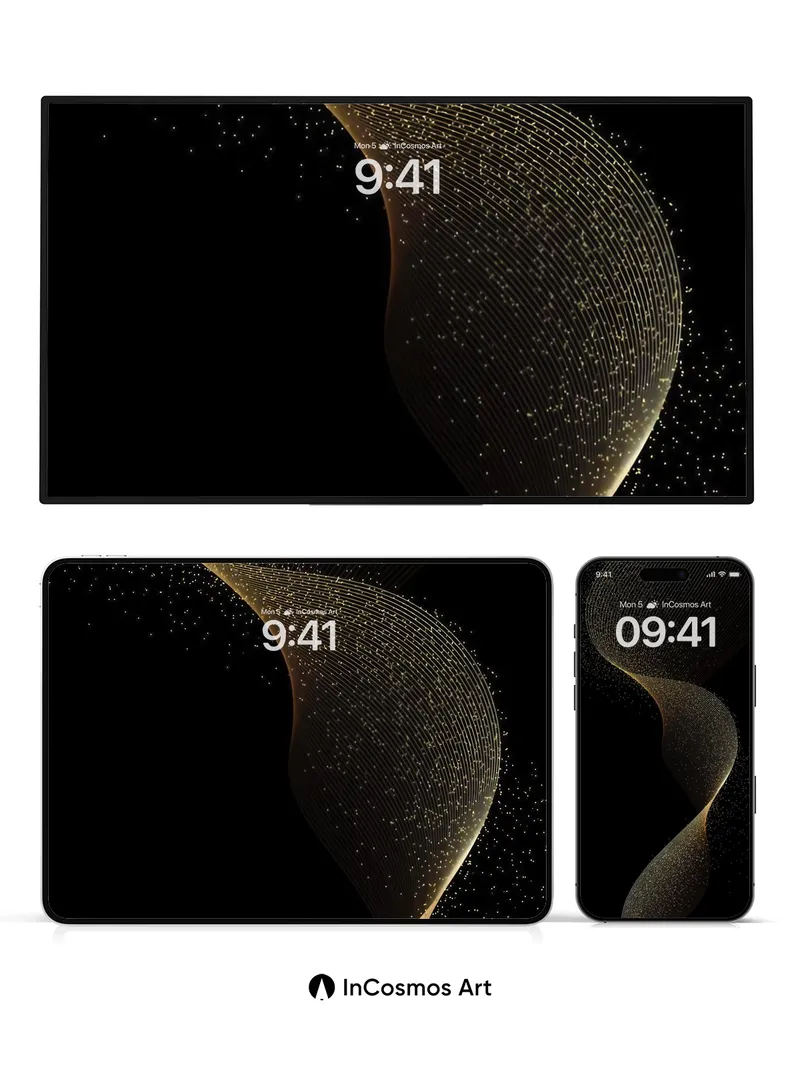 Luminous Spiral Wallpaper with Golden Dust Trails