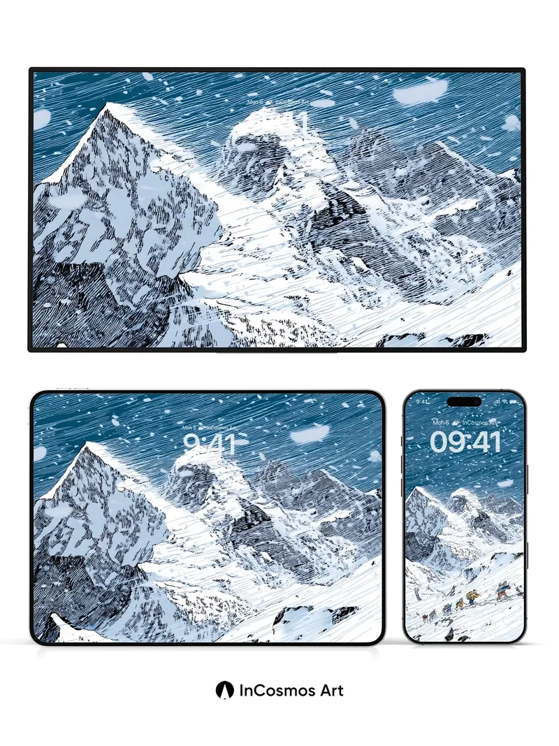 Frost-etched Summit Wallpaper with Alpine Echoes