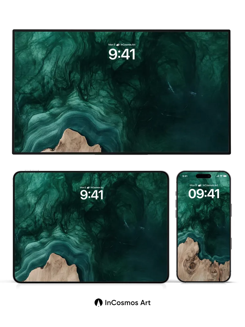 Emerald Veil Wallpaper with Wood Soul