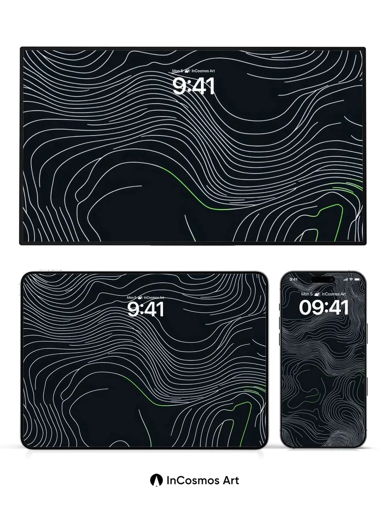 Silent Contour Wallpaper with Emerald Veins