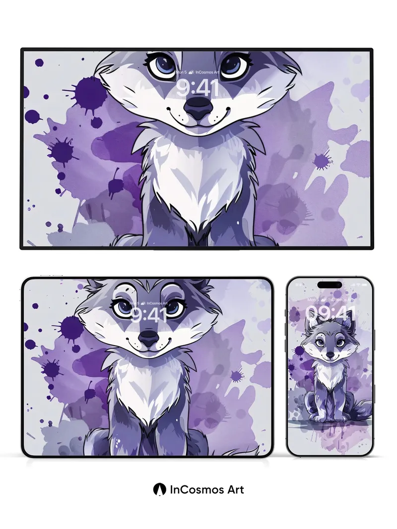Whispering Wolf Wallpaper with Violet Hues