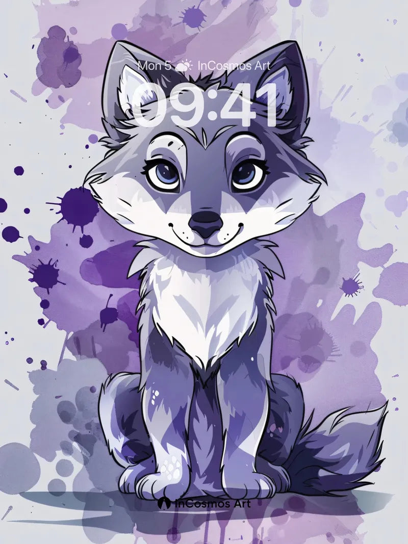 Whispering Wolf Wallpaper with Violet Hues