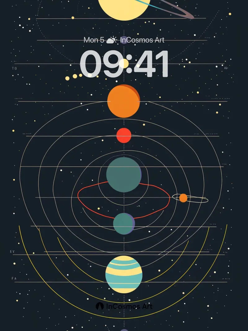 Cosmic Blueprint Wallpaper with Celestial Orbits