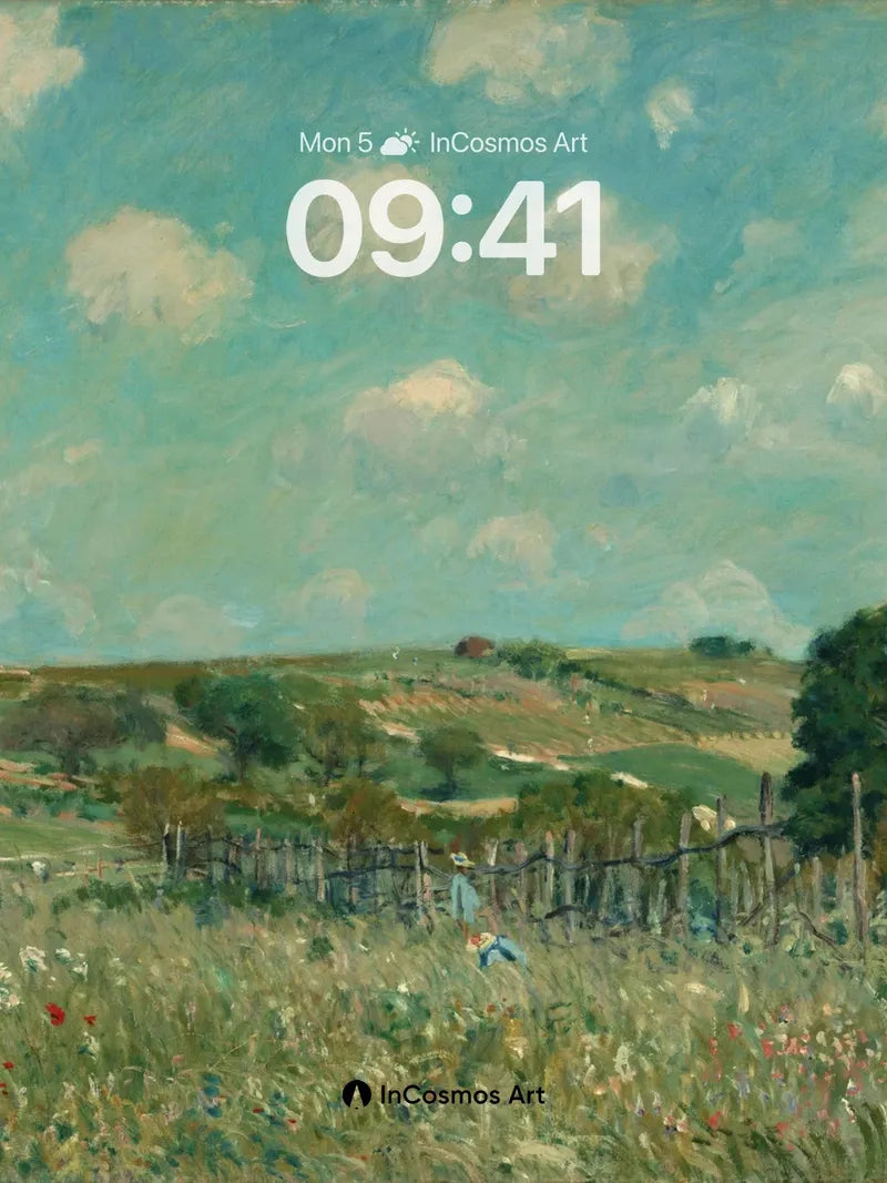 Serene Meadow Wallpaper with Impressionist Light