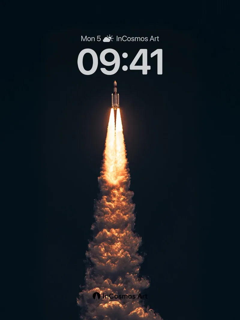 Cosmic Ascent Wallpaper with Fiery Trail