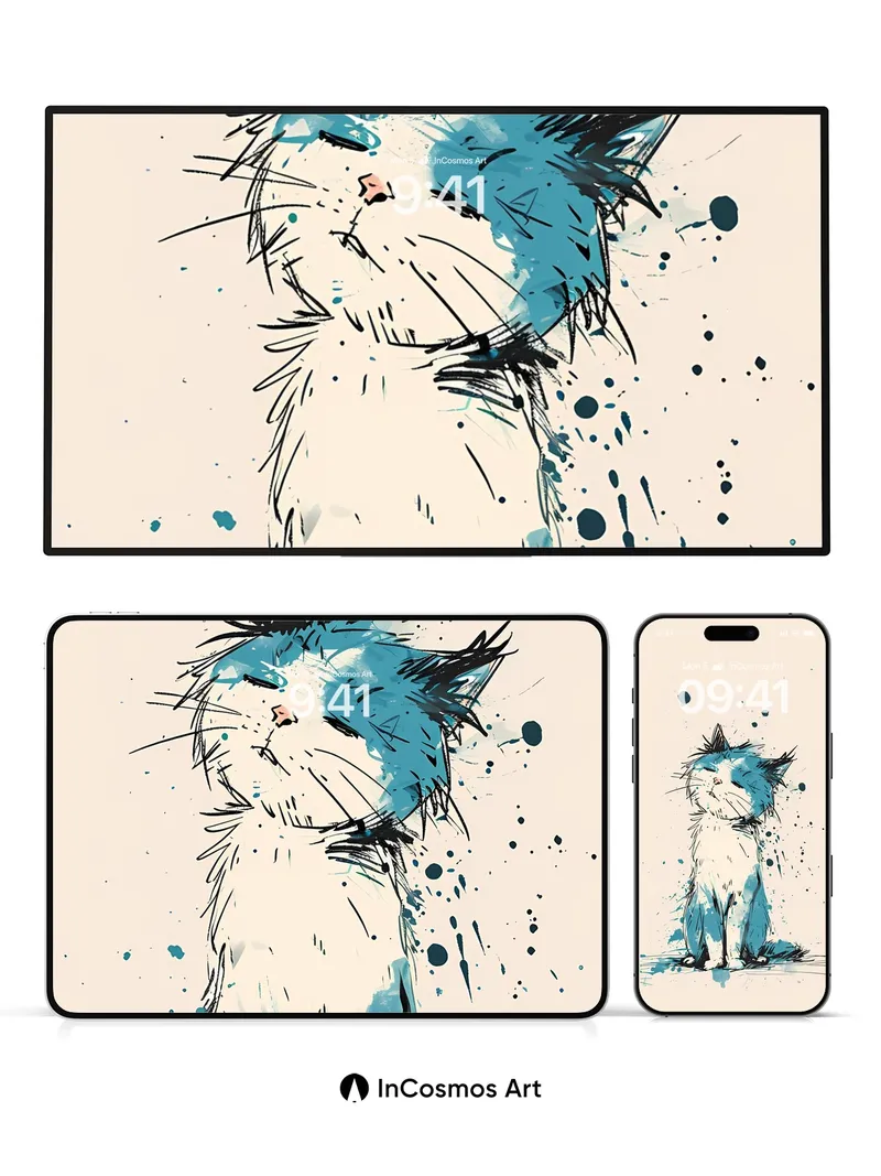 Whispering Ink Cat Wallpaper with Splash Echo