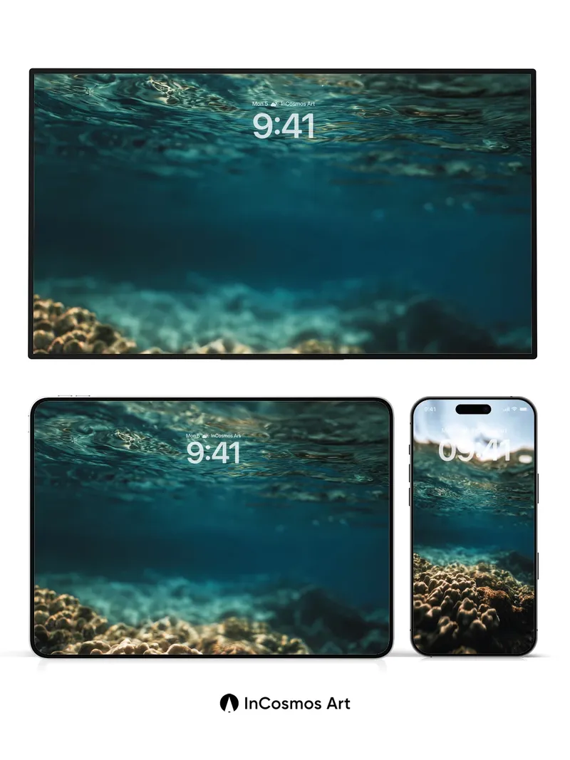 Serene Depths Wallpaper with Coral Whispers