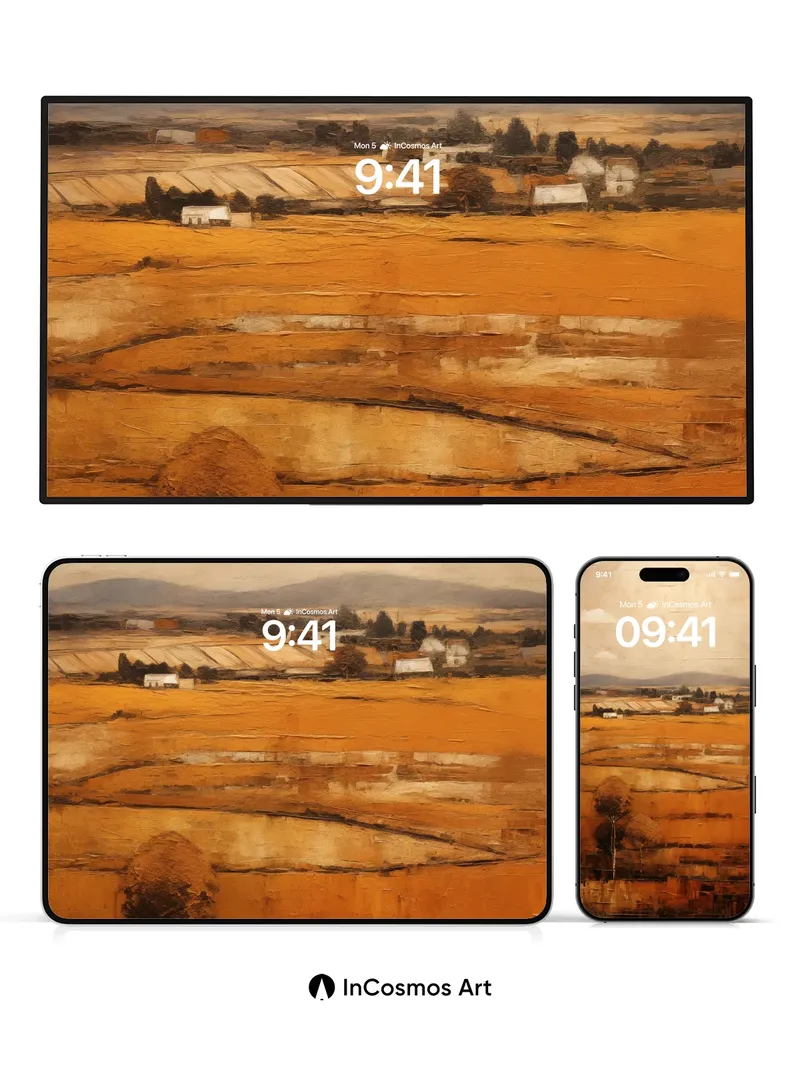 Golden Hush Wallpaper with Earth-Textured Fields