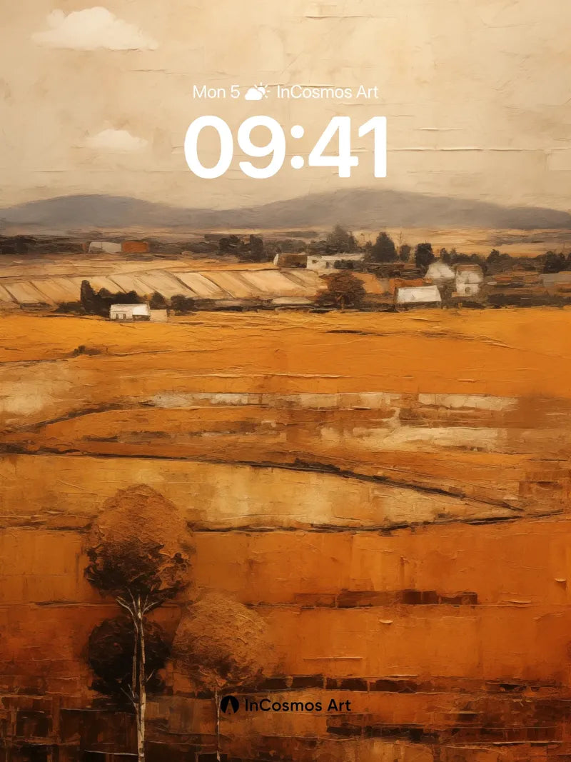 Golden Hush Wallpaper with Earth-Textured Fields wallpaper for iPhone, iPad & Mac