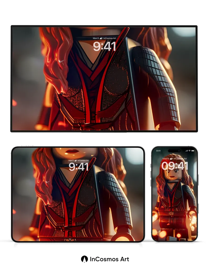 Fiery Resolve LEGO Wallpaper with Glowing Embers