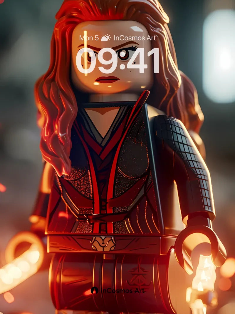 Fiery Resolve LEGO Wallpaper with Glowing Embers