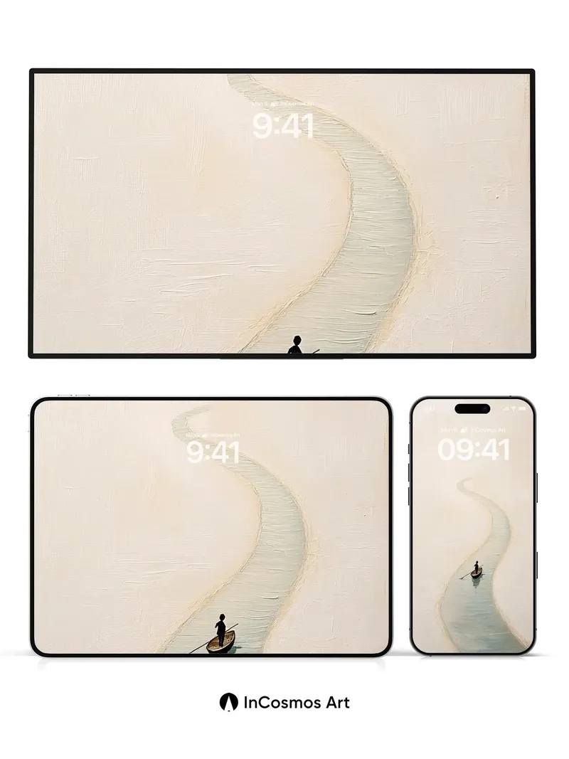 Serenity River Wallpaper with Solitary Paddle