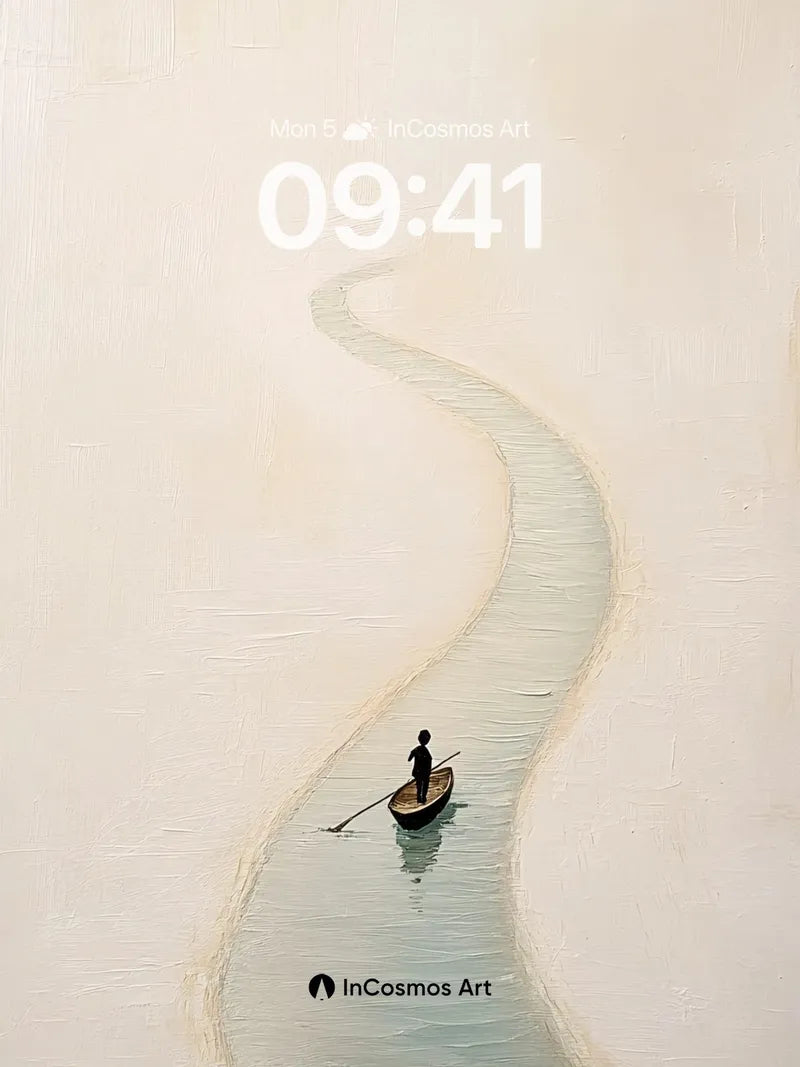 Serenity River Wallpaper with Solitary Paddle
