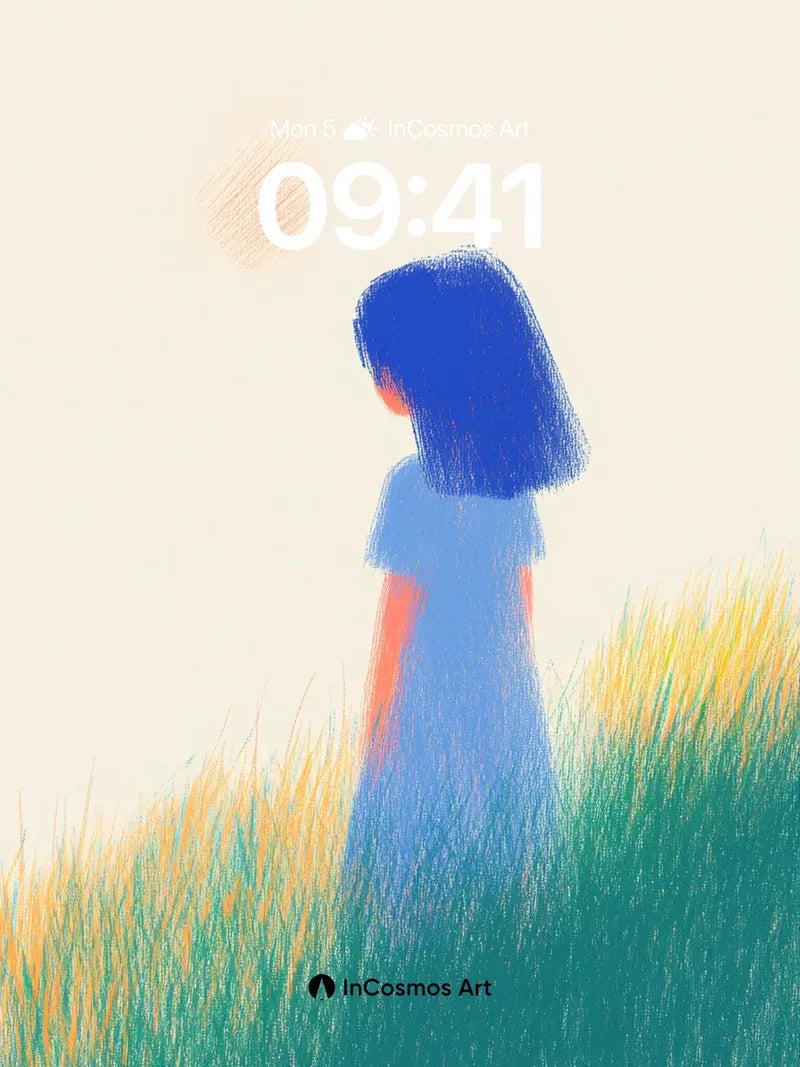 Serenity Field Wallpaper with Sunlit Hues