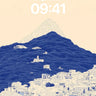 Serene Summit Wallpaper with Inked Waves wallpaper for iPhone, iPad & Mac
