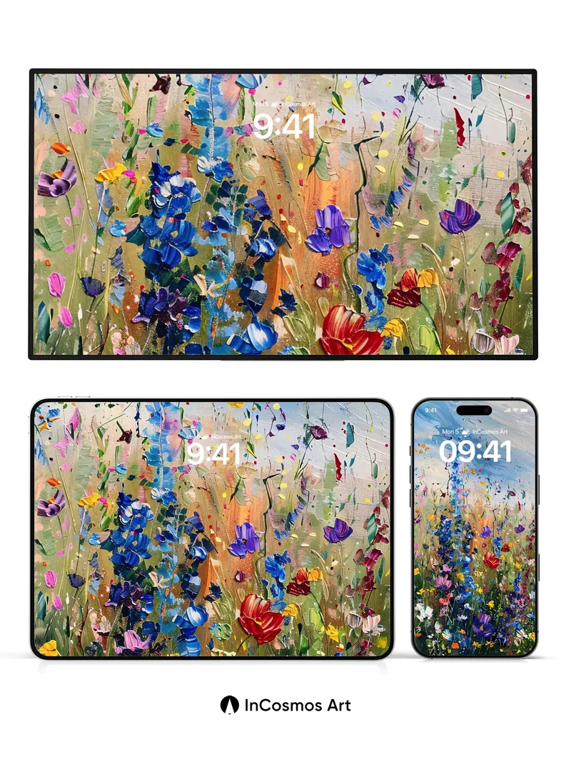 Wild Bloom Wallpaper with Painted Sky