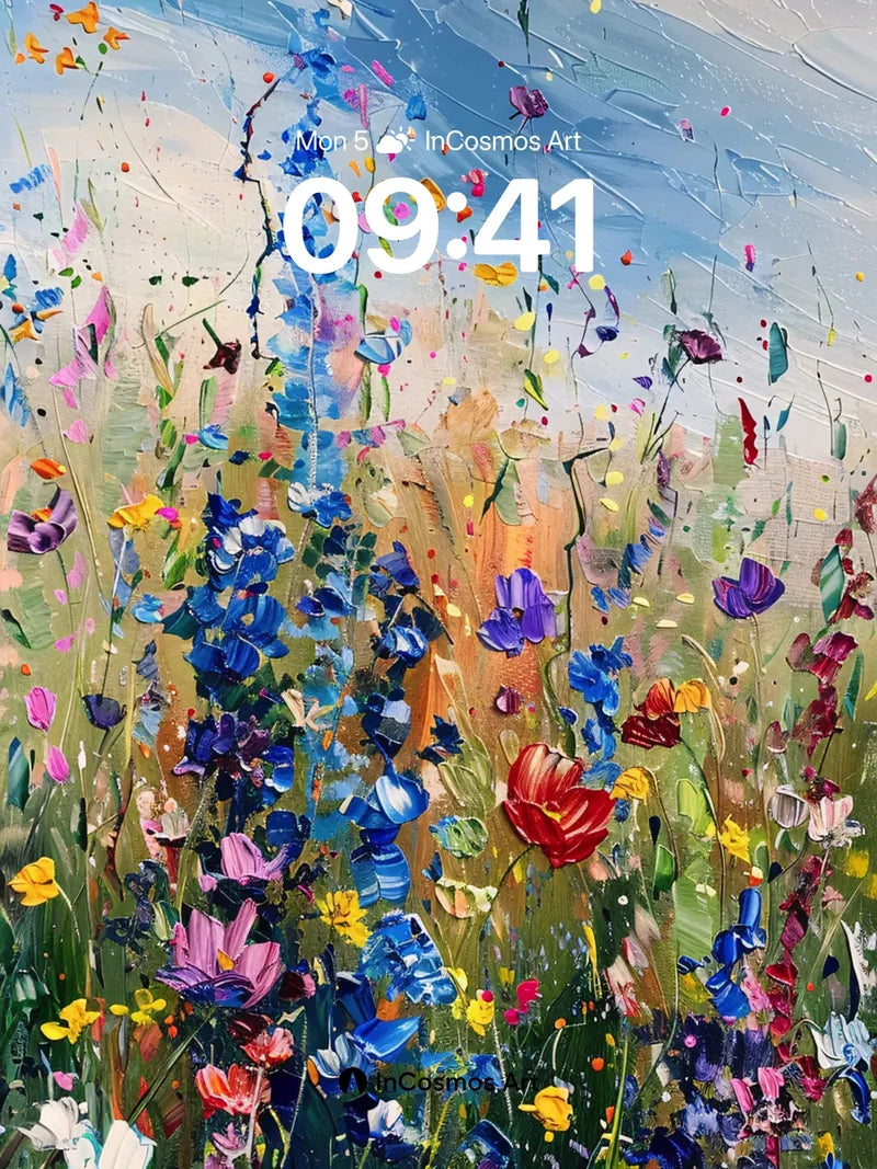 Wild Bloom Wallpaper with Painted Sky