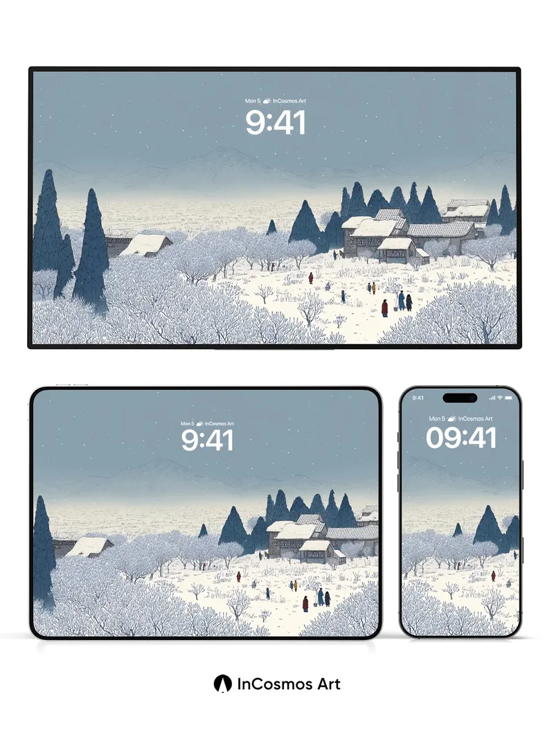 Silent Snowfall Wallpaper with Whispering Pines