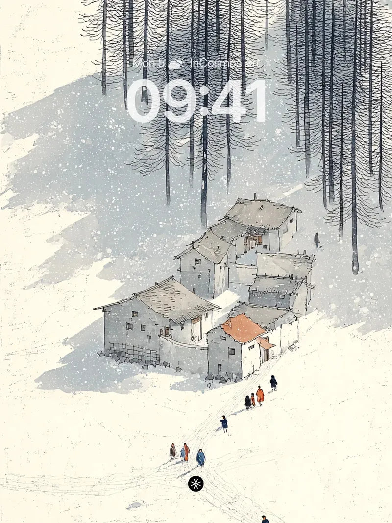 Serene Snowfall Village Winter Wallpaper wallpaper for iPhone, iPad & Mac