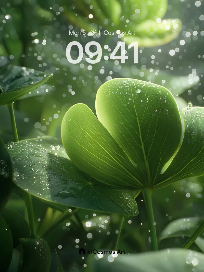 Emerald Whisper Wallpaper with Dew-Lit Veins wallpaper for iPhone, iPad & Mac